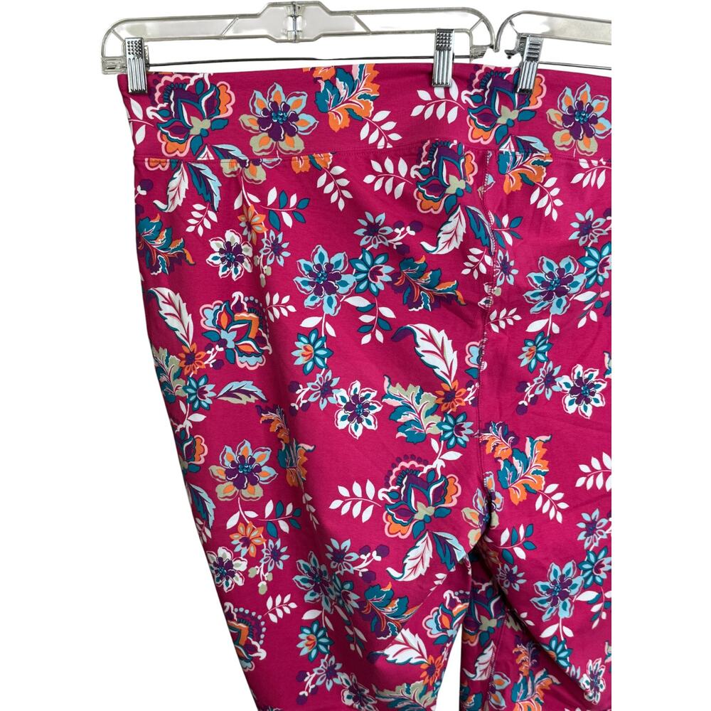 Sport Savvy Regular Printed Jersey Capri Pink Floral 5X Stretch Legging - Picture 7 of 14